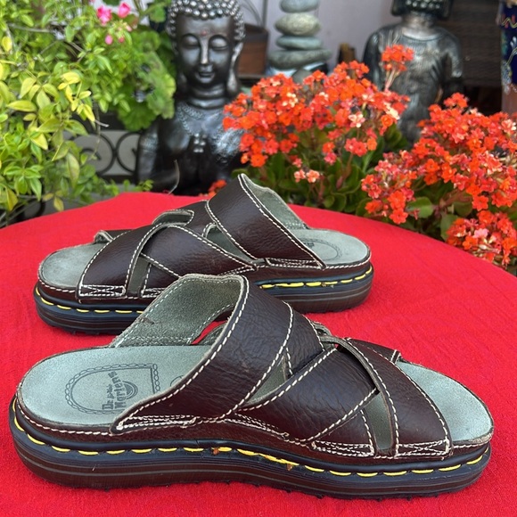 🏴󠁧󠁢󠁥󠁮󠁧󠁿 Dr. Martens MIE Vintage Chunky Brown Slides / Sandals UK 9 - Picture 8 of 17
